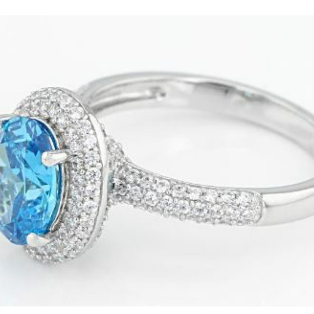Esotica 4.19 CTW Neon Apatite Rhodium over sterling silver ring size 10 - Picture 3 of 5